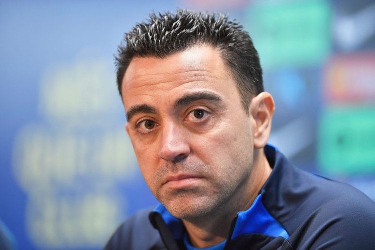 Barcelona's Spanish coach Xavi gives a press conference at the Joan Gamper training ground in Sant Joan Despi, near Barcelona, on December 30, 2022, on the eve of their Spanish League football match against RCD Espanol. (Photo by Pau BARRENA / AFP) (Photo by PAU BARRENA/AFP via Getty Images)